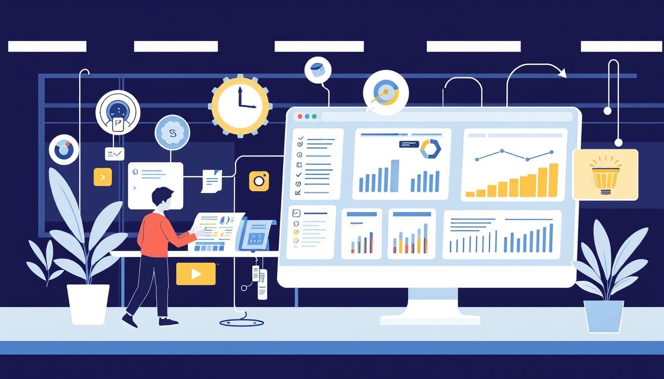 Team members using Zoho CRM software in a modern workspace to manage customer interactions, provide customer support, track sales performance, automate tasks, and collaborate on business insights through real-time data analytics.
